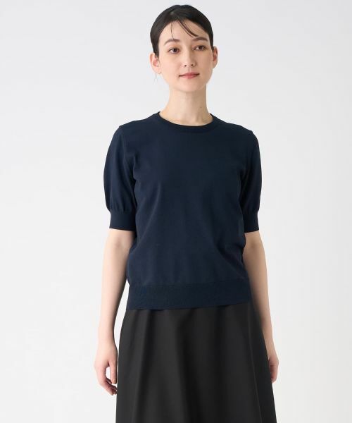 LANVIN COLLECTION / ランバン コレクション ニット・セーター | ロゴジャカード半袖ニットトップス | 詳細1