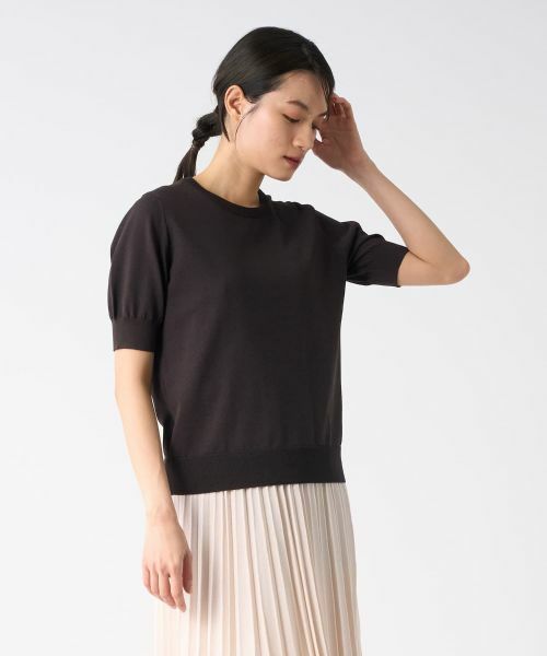 LANVIN COLLECTION / ランバン コレクション ニット・セーター | ロゴジャカード半袖ニットトップス | 詳細12