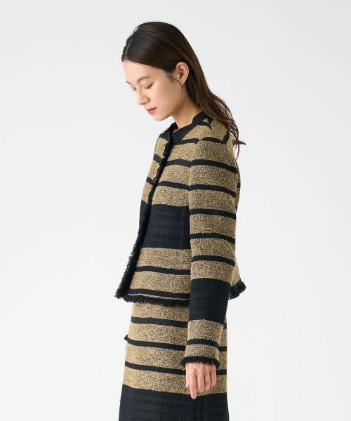 LANVIN COLLECTION / ランバン コレクション テーラードジャケット | パネルボーダーツィードジャケット | 詳細4