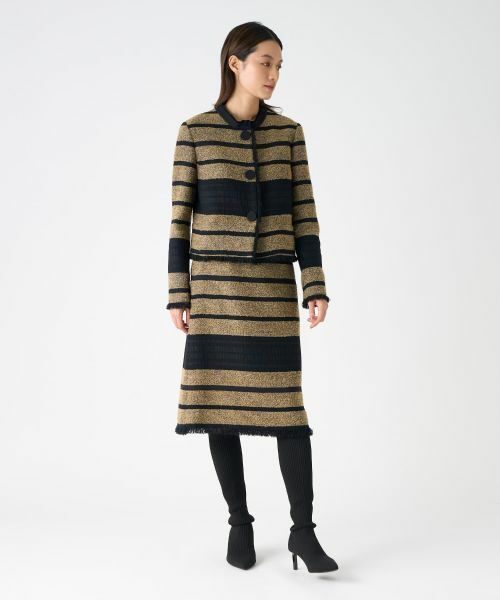 LANVIN COLLECTION / ランバン コレクション テーラードジャケット | パネルボーダーツィードジャケット | 詳細5