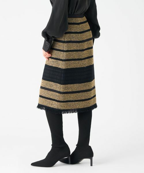 LANVIN COLLECTION / ランバン コレクション ロング・マキシ丈スカート | パネルボーダーツィードスカート | 詳細3
