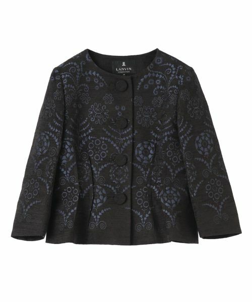 LANVIN COLLECTION/ランバン コレクション JLウォール柄モールジャガードジャケット ブルー配色1 42 LANVIN COLLECTION/ランバン コレクション JLウォール柄モールジャガードジャケット ブルー配色1 42