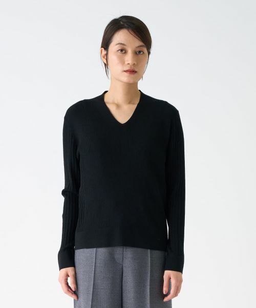 LANVIN COLLECTION / ランバン コレクション ニット・セーター | リブ針抜き総針ニット | 詳細1