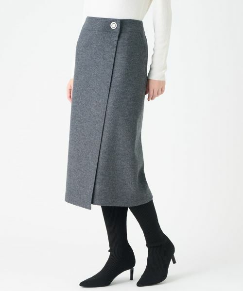 LANVIN COLLECTION / ランバン コレクション ロング・マキシ丈スカート | ウールニットラップスカート | 詳細7