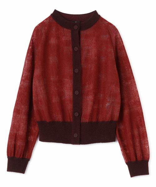 LANVIN COLLECTION / ランバン コレクション カットソー | ウールジャカード先染カーディガン（ダークオレンジ）