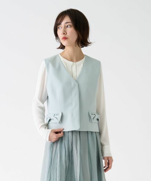 LANVIN COLLECTION / ランバン コレクション テーラードジャケット | ウールリボンベスト | 詳細1