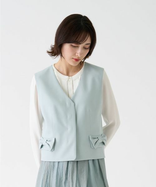 LANVIN COLLECTION / ランバン コレクション テーラードジャケット | ウールリボンベスト | 詳細5