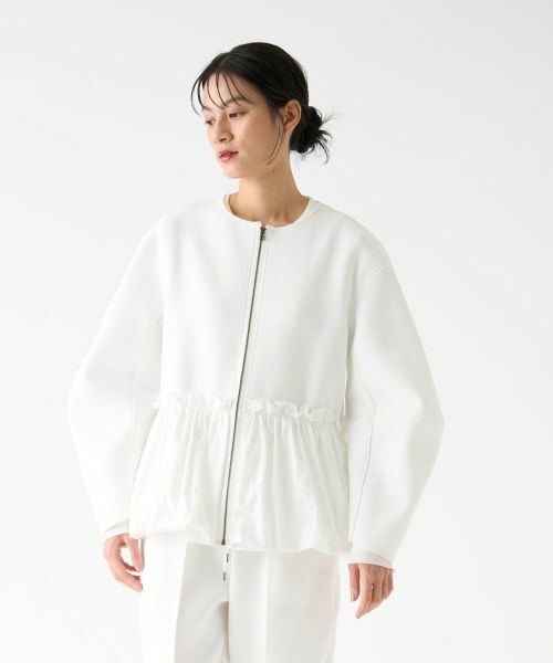 LANVIN COLLECTION / ランバン コレクション テーラードジャケット | ペプラムタフタニットジャケット | 詳細12