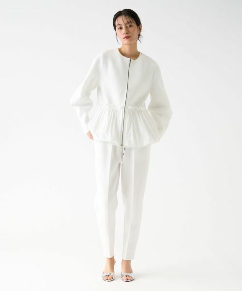 LANVIN COLLECTION / ランバン コレクション テーラードジャケット | ペプラムタフタニットジャケット | 詳細13