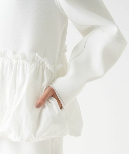 LANVIN COLLECTION / ランバン コレクション テーラードジャケット | ペプラムタフタニットジャケット | 詳細14