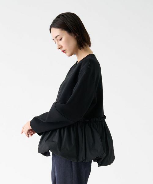 LANVIN COLLECTION / ランバン コレクション テーラードジャケット | ペプラムタフタニットジャケット | 詳細2