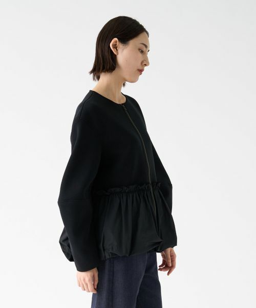 LANVIN COLLECTION / ランバン コレクション テーラードジャケット | ペプラムタフタニットジャケット | 詳細4