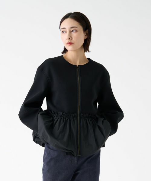 LANVIN COLLECTION / ランバン コレクション テーラードジャケット | ペプラムタフタニットジャケット | 詳細5