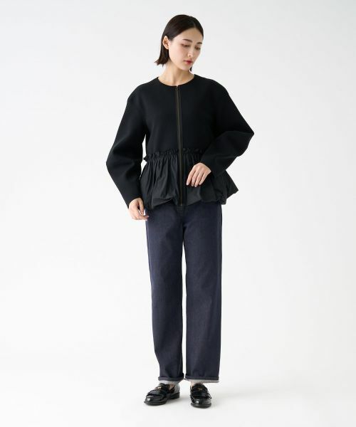 LANVIN COLLECTION / ランバン コレクション テーラードジャケット | ペプラムタフタニットジャケット | 詳細6