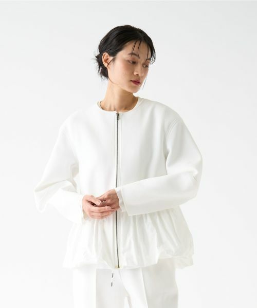 LANVIN COLLECTION / ランバン コレクション テーラードジャケット | ペプラムタフタニットジャケット | 詳細8