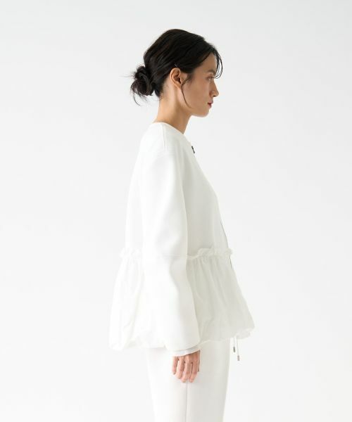 LANVIN COLLECTION / ランバン コレクション テーラードジャケット | ペプラムタフタニットジャケット | 詳細9