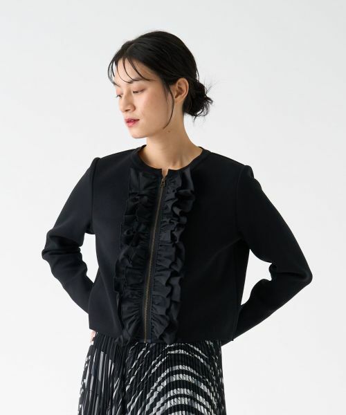 LANVIN COLLECTION / ランバン コレクション テーラードジャケット | フロントラッフルニットジャケット | 詳細12