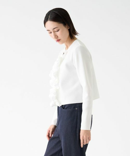 LANVIN COLLECTION / ランバン コレクション テーラードジャケット | フロントラッフルニットジャケット | 詳細2