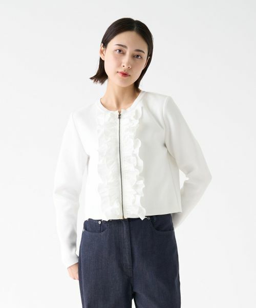 LANVIN COLLECTION / ランバン コレクション テーラードジャケット | フロントラッフルニットジャケット | 詳細5