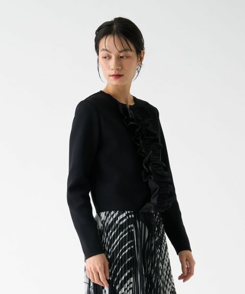 LANVIN COLLECTION / ランバン コレクション テーラードジャケット | フロントラッフルニットジャケット | 詳細9