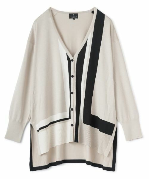 LANVIN COLLECTION/ランバン コレクション インターシャ天竺カーディガン ベージュ 38 LANVIN COLLECTION/ランバン コレクション インターシャ天竺カーディガン ベージュ 38