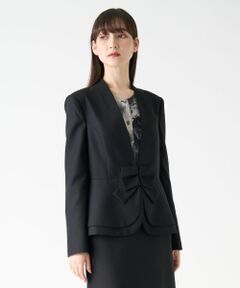 LANVIN COLLECTION / ランバン コレクション テーラードジャケット | シルクウールフロントリボンジャケット