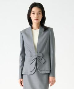 LANVIN COLLECTION / ランバン コレクション テーラードジャケット | シルクウールフロントリボンジャケット