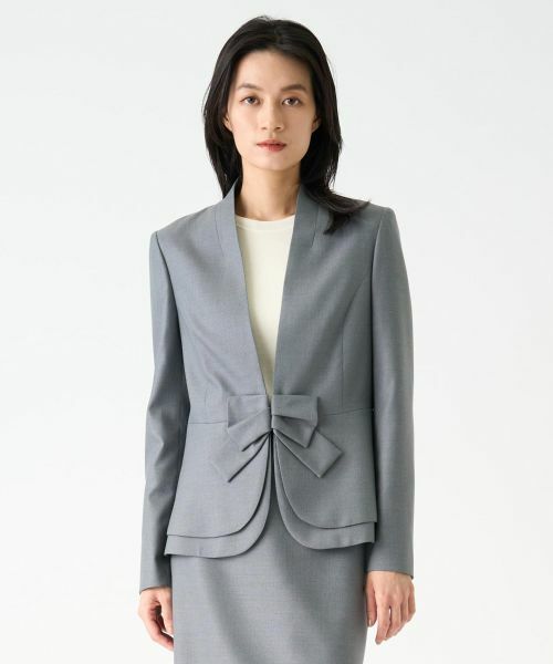 LANVIN COLLECTION / ランバン コレクション テーラードジャケット | シルクウールフロントリボンジャケット | 詳細1