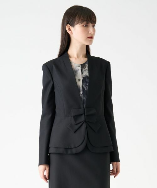 LANVIN COLLECTION / ランバン コレクション テーラードジャケット | シルクウールフロントリボンジャケット | 詳細12