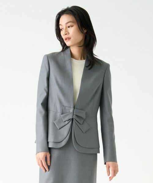 LANVIN COLLECTION / ランバン コレクション テーラードジャケット | シルクウールフロントリボンジャケット | 詳細5