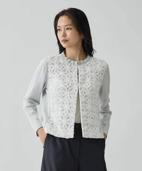 LANVIN COLLECTION / ランバン コレクション ニット・セーター | 16ゲージレースデザインカーディガン | 詳細1