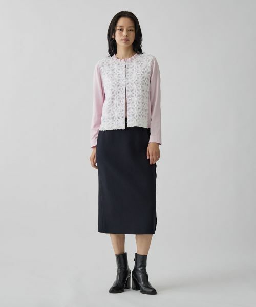 LANVIN COLLECTION / ランバン コレクション ニット・セーター | 16ゲージレースデザインカーディガン | 詳細10