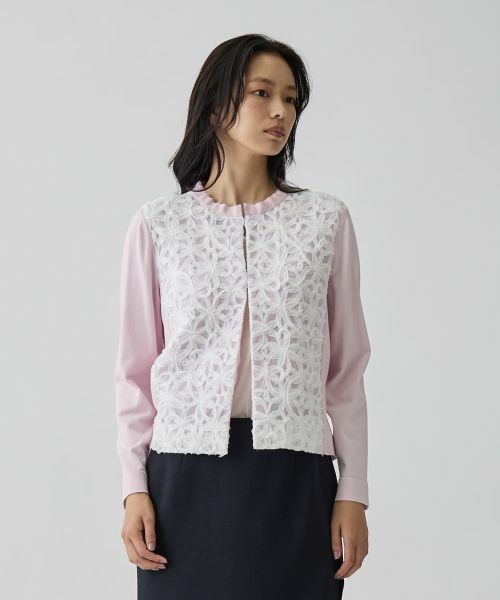 LANVIN COLLECTION / ランバン コレクション ニット・セーター | 16ゲージレースデザインカーディガン | 詳細7