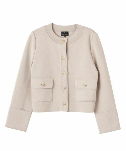 LANVIN COLLECTION / ランバン コレクション テーラードジャケット | 14ゲージミラノリブニットジャケット（ベージュ）