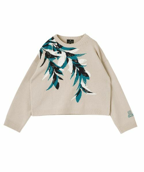 LANVIN COLLECTION / ランバン コレクション ニット・セーター | インターシャ リーフ柄ニット（ブラウンその他）
