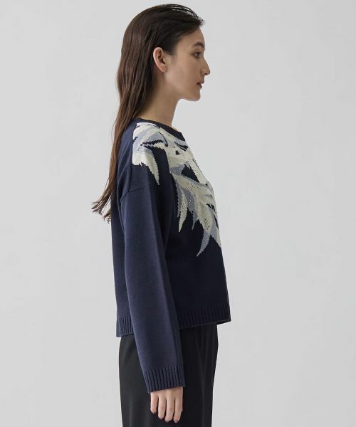 LANVIN COLLECTION / ランバン コレクション ニット・セーター | インターシャ リーフ柄ニット | 詳細11