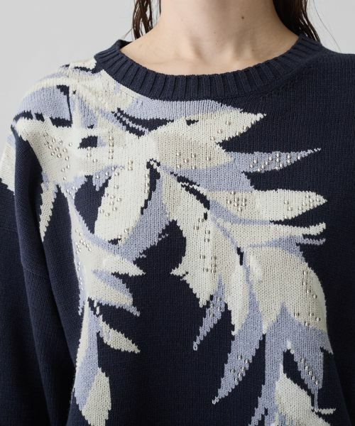 LANVIN COLLECTION / ランバン コレクション ニット・セーター | インターシャ リーフ柄ニット | 詳細12