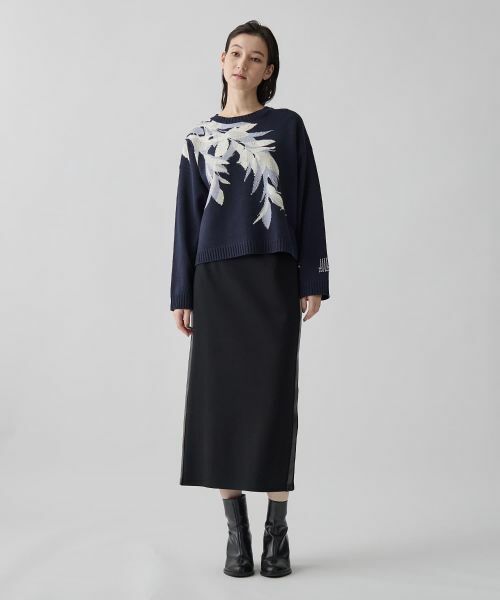 LANVIN COLLECTION / ランバン コレクション ニット・セーター | インターシャ リーフ柄ニット | 詳細14