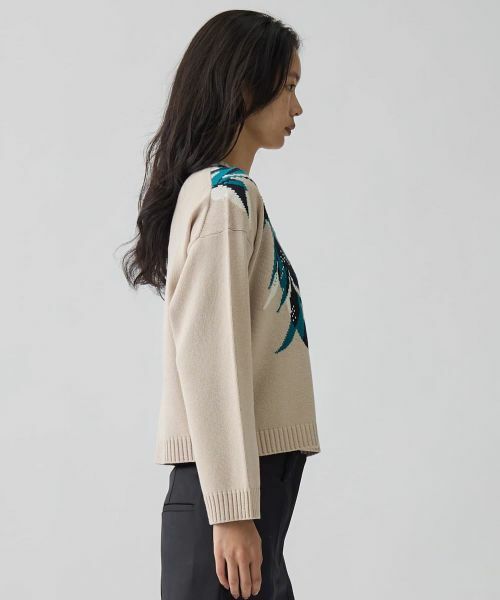 LANVIN COLLECTION / ランバン コレクション ニット・セーター | インターシャ リーフ柄ニット | 詳細4