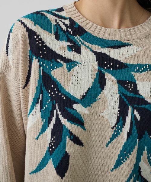 LANVIN COLLECTION / ランバン コレクション ニット・セーター | インターシャ リーフ柄ニット | 詳細5