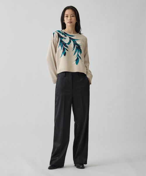 LANVIN COLLECTION / ランバン コレクション ニット・セーター | インターシャ リーフ柄ニット | 詳細7