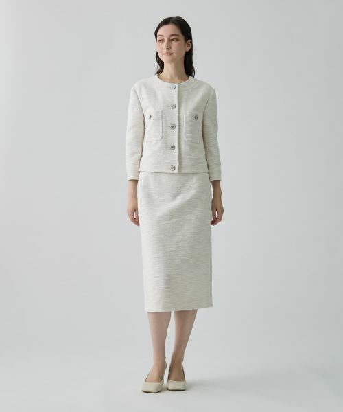 LANVIN COLLECTION / ランバン コレクション テーラードジャケット | ストレッチツイードノ—カラージャケット | 詳細1