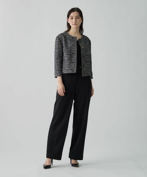 LANVIN COLLECTION / ランバン コレクション テーラードジャケット | ストレッチツイードノ—カラージャケット | 詳細12