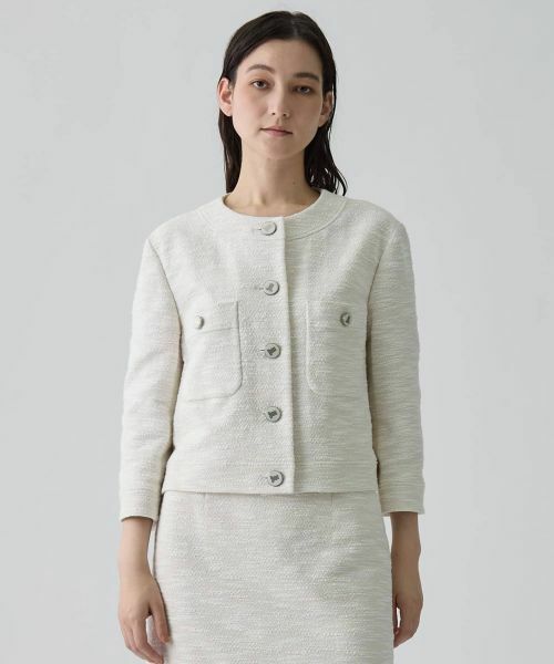 LANVIN COLLECTION / ランバン コレクション テーラードジャケット | ストレッチツイードノ—カラージャケット | 詳細2