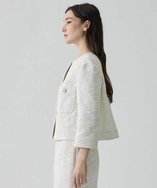 LANVIN COLLECTION / ランバン コレクション テーラードジャケット | ストレッチツイードノ—カラージャケット | 詳細3