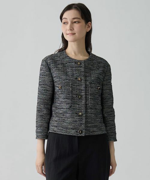 LANVIN COLLECTION / ランバン コレクション テーラードジャケット | ストレッチツイードノ—カラージャケット | 詳細7