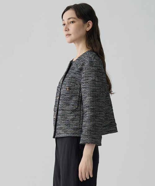 LANVIN COLLECTION / ランバン コレクション テーラードジャケット | ストレッチツイードノ—カラージャケット | 詳細8