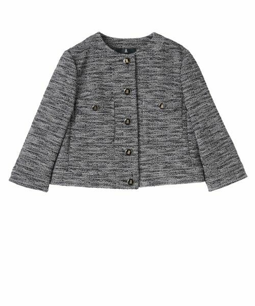 LANVIN COLLECTION / ランバン コレクション テーラードジャケット | ストレッチツイードノ—カラージャケット（ブラック）