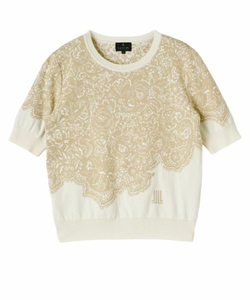 LANVIN COLLECTION / ランバン コレクション ニット・セーター | 18ゲージ袋ジャカードレース柄ニット（ブラウンその他）