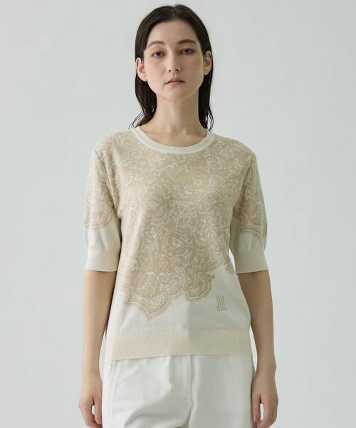 LANVIN COLLECTION / ランバン コレクション ニット・セーター | 18ゲージ袋ジャカードレース柄ニット | 詳細1